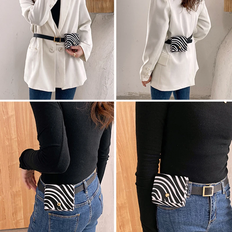 Women Mini PU Leather Fanny Pack Casual Waist Bag Girls Female Simple Classic Cell Phone Pocket Travel Purse with Removable Belt waist bag