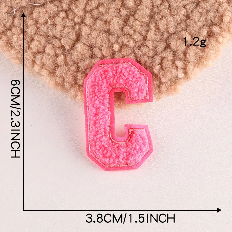8CM Orange Chenille Letters Patches Iron on For Clothing Towel
