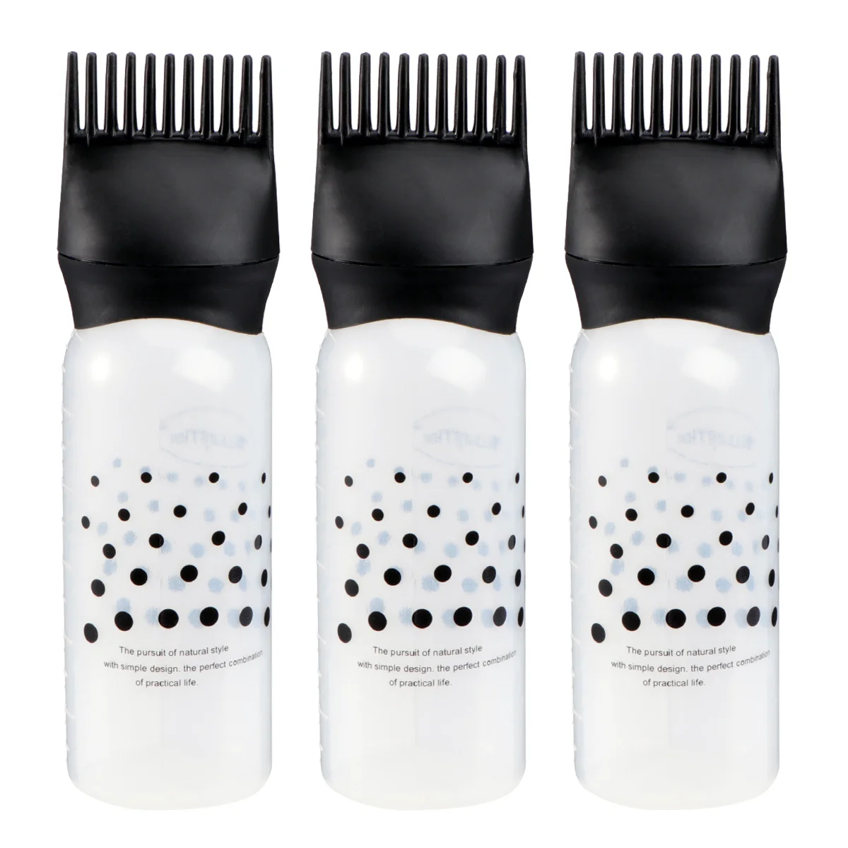 

3 Pcs Hair Dye Brush Bottle With Comb Hairdressing Applicator Scalp Coloring Style