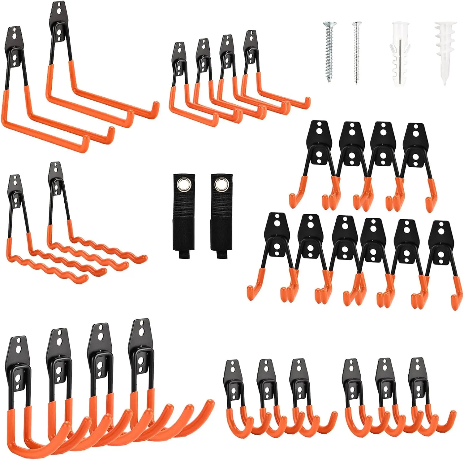 30 Pack Garage Steel Heavy Duty Garage Utility Steel Wall Mount Hanger&Organizer for Bikes,Garden Tools, Ladders,