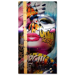 Contemporary Graffiti Art - Sexy Abstract Woman Canvas Print - 55x110 cm Unframed (Style 5)
