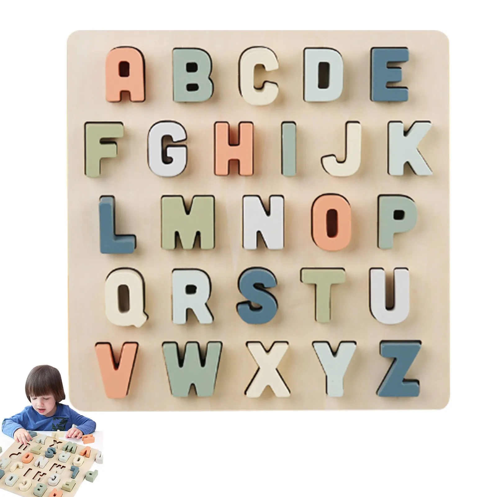 

Toddlers Wooden ABC Letter Puzzles Early Educational Learning Toys 3D Puzzle Board Game Alphabet Blocks for Kids Birthday Gifts