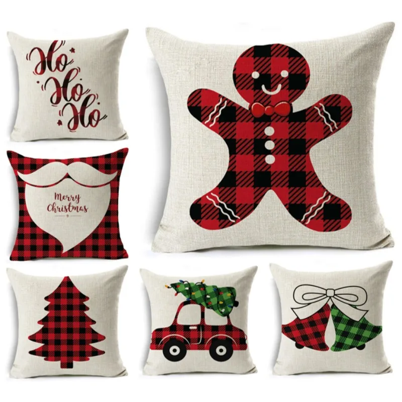 

Gingerbread Man Pillow Cover Christmas Winter decor Sofa Plaid pillowcase 45x45cm Christmas Tree Cushion Cover 2024 G775