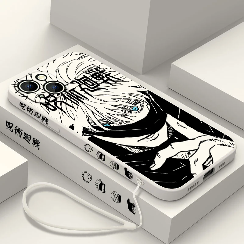 thumbnail image 1 of Jujutsu Kaisen Gojo Anime Phone Case para Apple iPhone 15 14 13 12 11 Pro Max Plus 8 7 SE Liquid Left Rope Capa Cover, 1 of 4