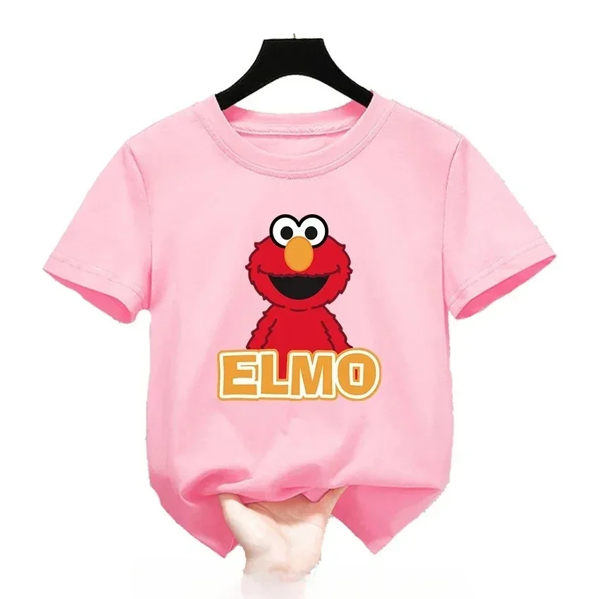 Summer Tops Cotton Cute Cartoon Kids T-Shirts Short Sleeve Tops Sesame Street Design Print Boys Girls Funny Children Tshirt 5