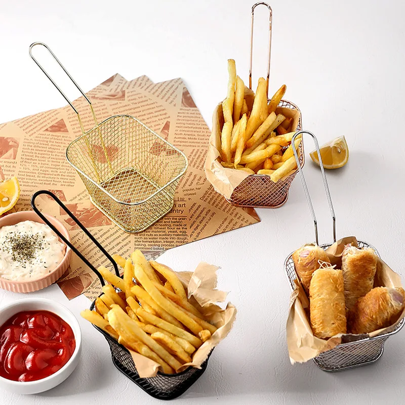 

Mini Stainless Steel French Fries Fried Basket Snacks Fried Net Basket Oil Drain Fried Basket Fried Chicken Basket
