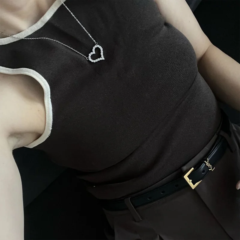 Casual For Women Contrast Y2k Top Vest Backless Patchwork Pullover Top Slim Sheer Tracksuit Summer Cute Female Tank Top
