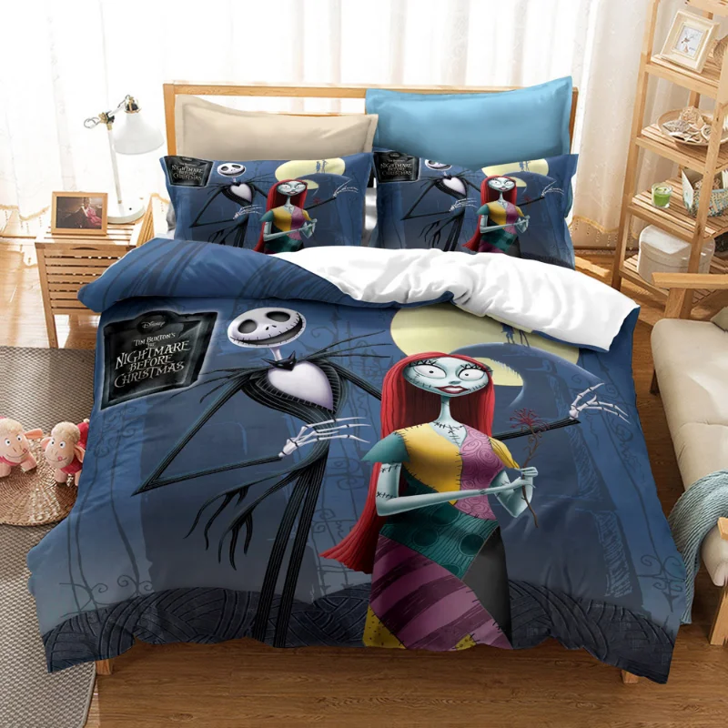 thumbnail image 1 of Juego de ropa de cama pesadilla antes de Navidad, decoración del Día de San Valentín, funda nórdica suave, Jack y Sally, funda de cama de dibujos animados, King Twin, 1 of 5