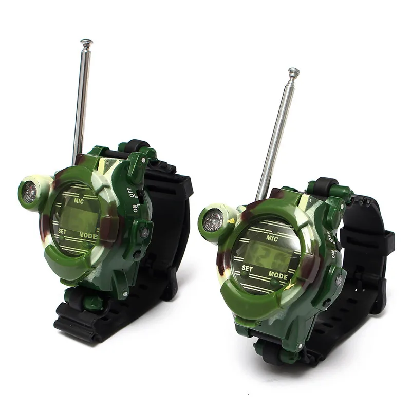 

2023 NEW LED Digital Kids Watch Sports Electronic 2PCS/Set Children's Family Toy Simulation 7-in-1 Military Watch Walkie Talkie