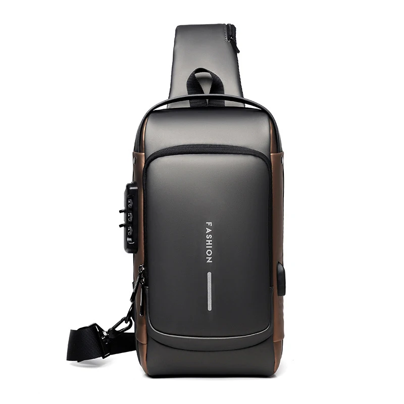 

Модные нагрудные сумки для езды на мотоцикле, многофункциональная лакированная кожаная нагрудная сумка для мужчин, сумки через плечо с защитой от кражи и USB-зарядкой