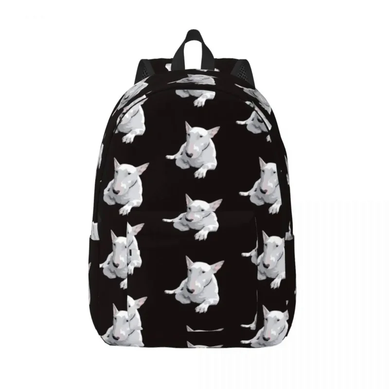 

Custom English Bull Terrier Dog Canvas Backpacks Women Men Casual Bookbag for School College Animal Pet Bags