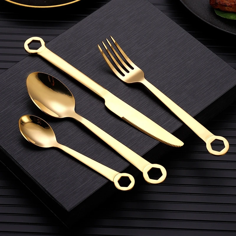 304 Stainless Steel Wrench Shape Tableware Fork Spoon Gift Fruit Dessrt Salad Forks Cutlery