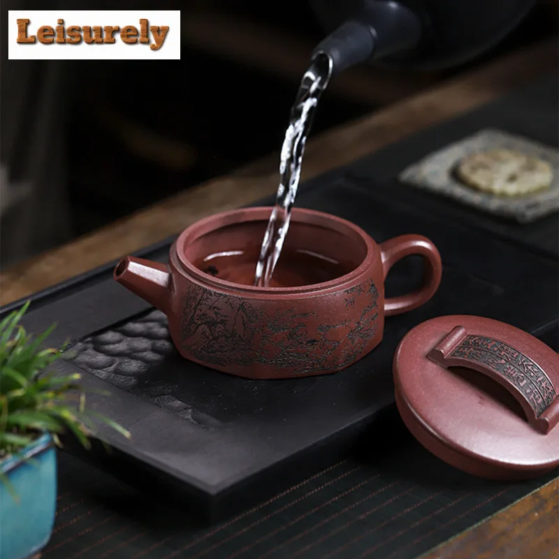 250ml Boutique Yixing Purple Clay Teapots Artists Handmade Octagon Pot Raw Ore Purple Mud Tea Maker Kettle Chinese Zisha Tea Set