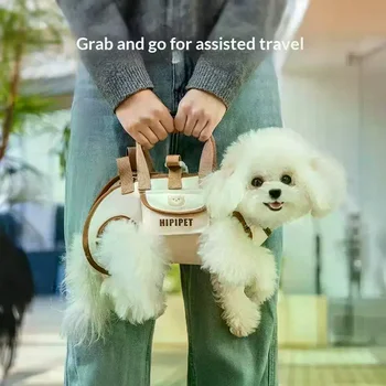 Borsa da trasporto portatile per animali domestici, cani e gatti, con clip per imbracatura, tracolla regolabile, trasportino da viaggio per escursioni quotidiane