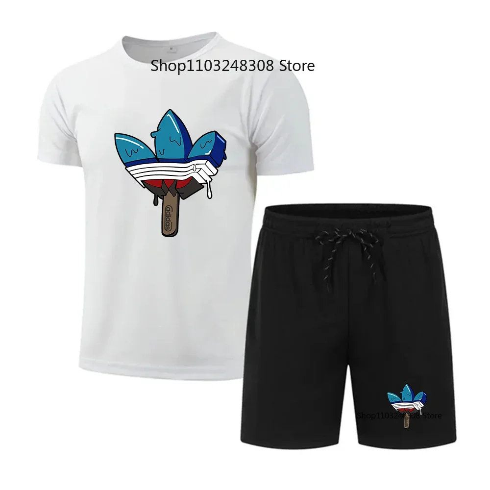Summer Fashion Printed Men's Shorts Set Men's Quick Drying Breathable Sports Set Short Sleeve T-shirt Set Men's Jogging Set
