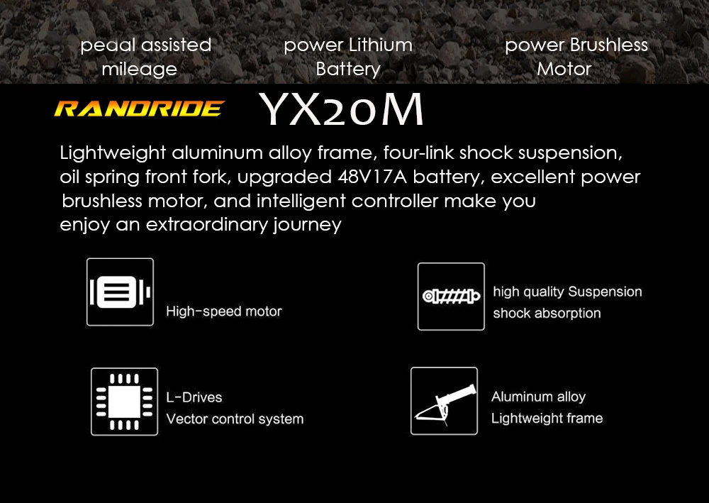 RANDRIDE YX20M Elektrofahrrad 45KM/H MAX Geschwindigkeit 50KM Reichweite 1000W Motor 48V 17AH Akku Faltbares E-Bike – Detail 2