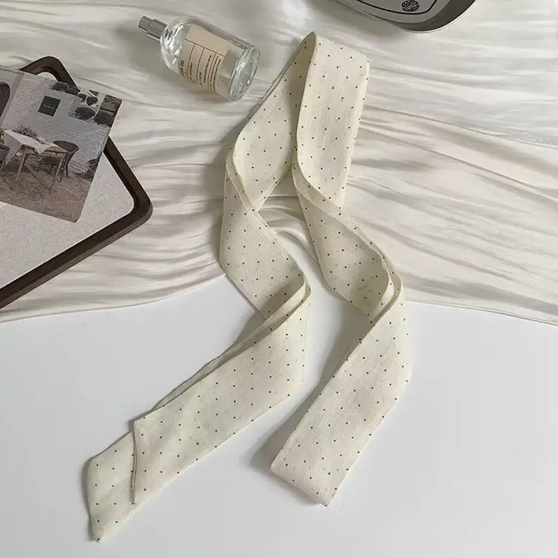 Schmaler langer Schal für Damen, 190 x 4,5 cm, gepunktetes Schalband, Stirnband, Choker, Streamer, Damen-Accessoires – Detail 7