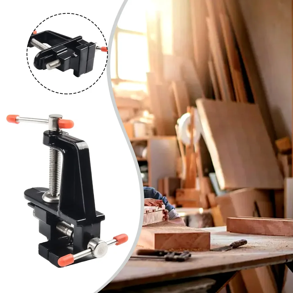 Étau De Serrage Portable Avec Base Pivotante 360° - Pour Travail Du Bois, Métal, Soudure, Perçage, Capacité 65 Mm