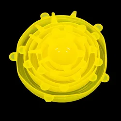 Silicone Stretch Lids - Reusable, Elastic Food Covers for Bowls and Containers (6 - Pack) (Yellow)