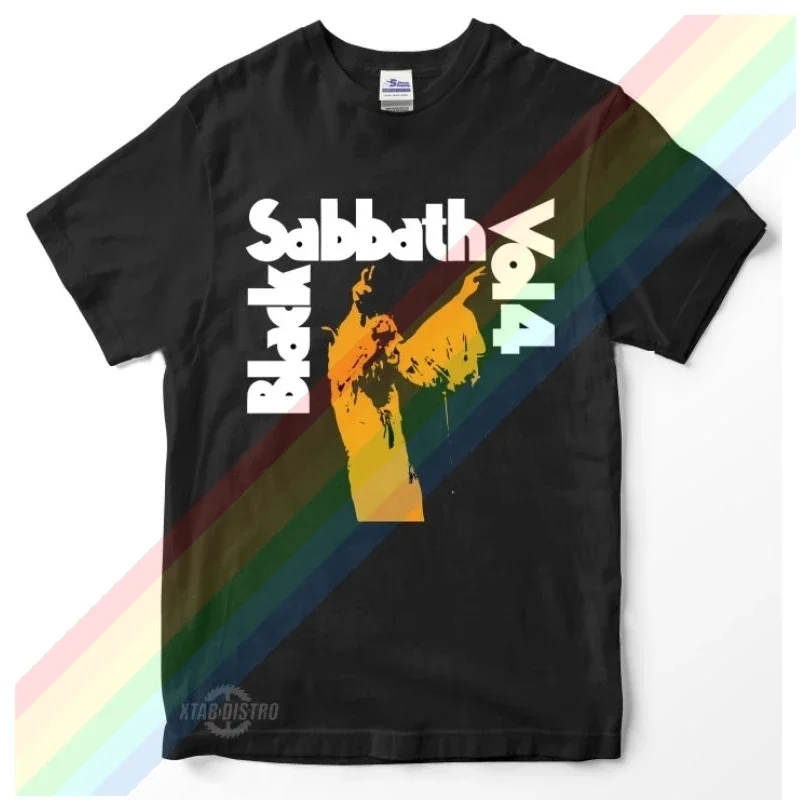 

Men's Kaos Black T-shirt Cotton Sabbaths VOL 4 Cotton T-shirt Casual Women's Rock Short Sleeve