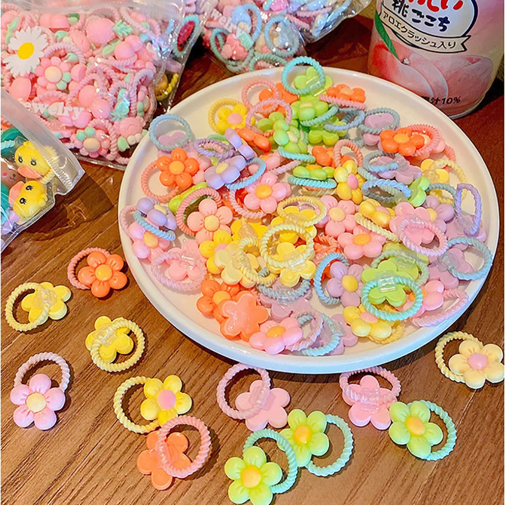 Hair Ties 50/100 Pieces Cute Thumb High Elasticity Does Not Hurt Hair Sweet Little Girl Hair Rope Kidsren's