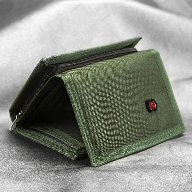 

Men'S 5 Colors Korean Tri-Fold Coin Purse Canvas Wallet Solid Color Fashion Slim Multifunctional Classic Portable Card Holder