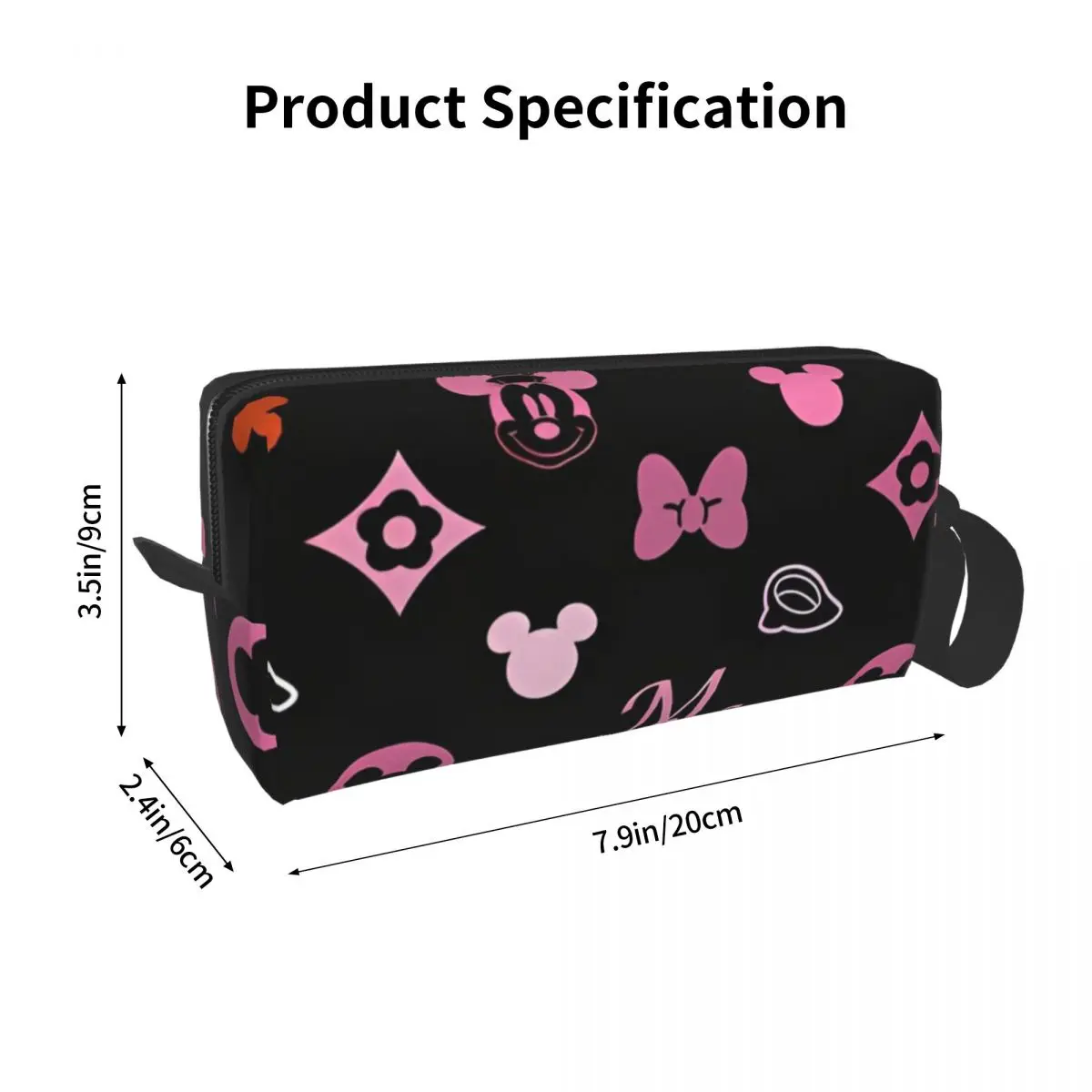 Cartoon Minnie Mickey Mouse Cosmetic Bag for Women Makeup Bags Travel Zipper Toiletry Bag Organizer Pouch 6