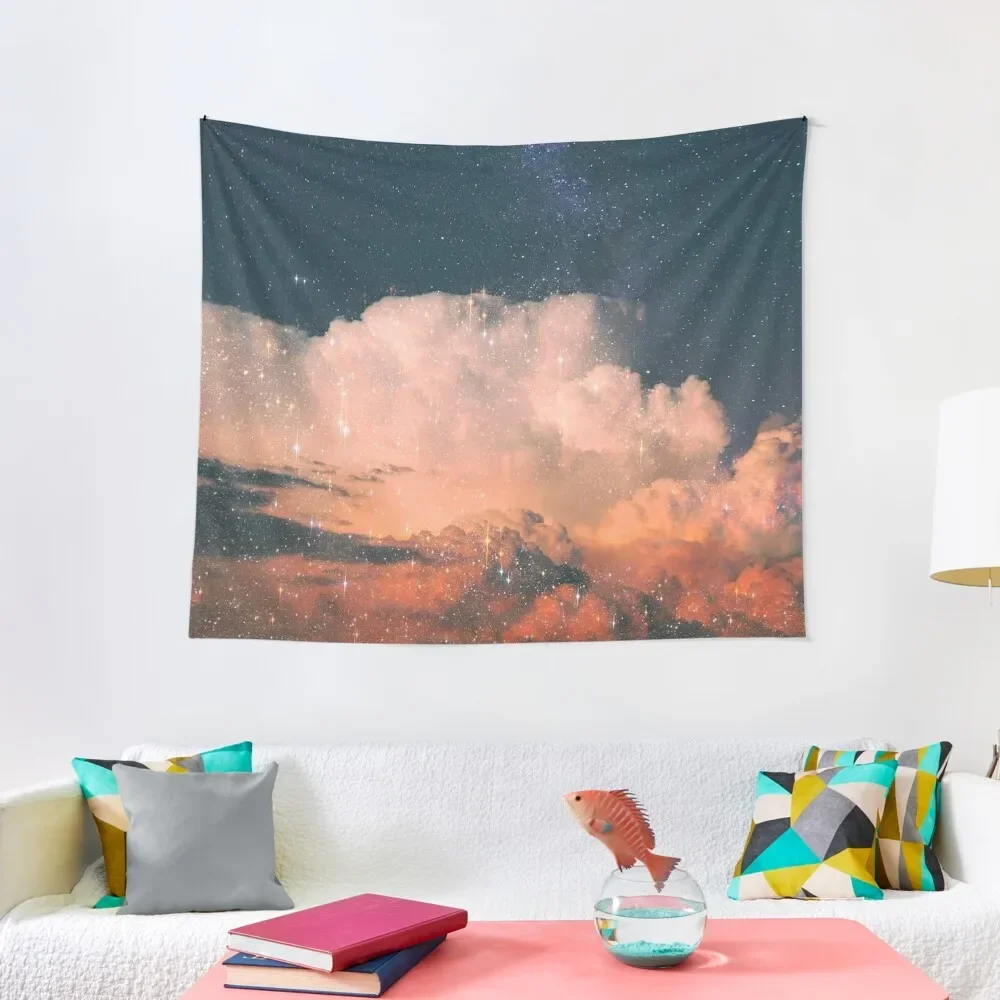 

Aesthetic glittery sparkly cotton candy starry night sky Tapestry Decorations For Your Bedroom Bedroom Decor Tapestry