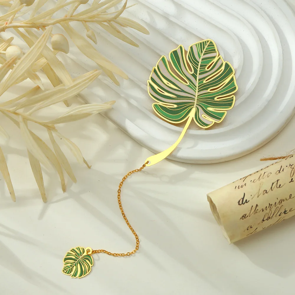 1PC Lotus Leaf Vein Metal Bookmark Chinese Style Creative Bookmarks Tassel Pendant Student Gift Brass Tassel School Stationery metal bookmark bookmarks stationery supplies