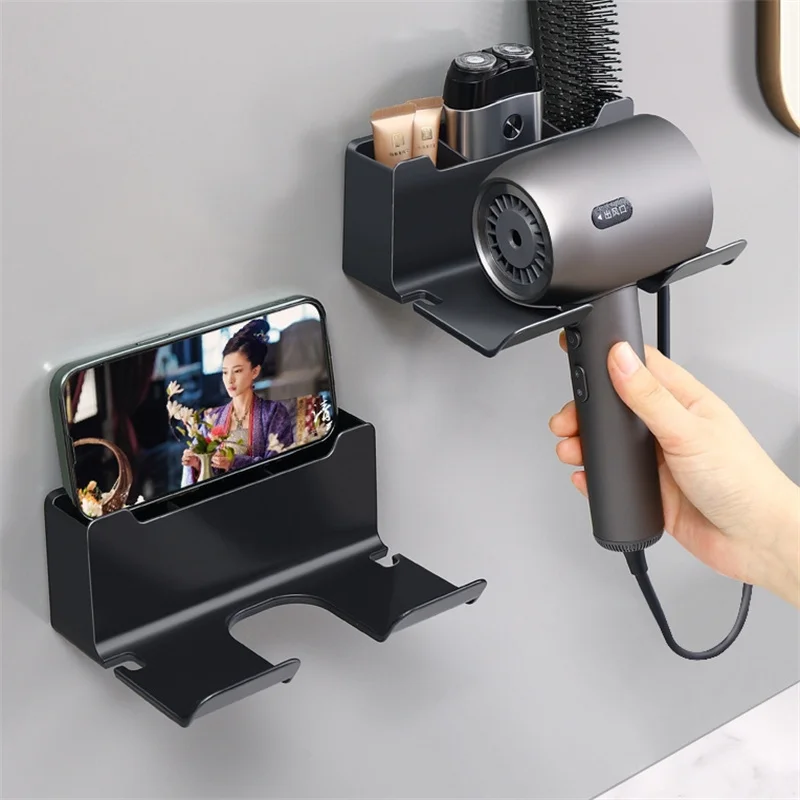 1PC Black Wall Dryer Hair Straightener Stand Hair Dryer Holder Hairdryer Organizer Box Toilet Blower Holder Shelf Bathroom