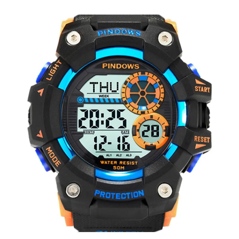 Waterproof Electronic Watch Men Large Dial Black Mutifunctions Diver Digital Wristwatch Boy Stopwatch Original Male Hand Clock