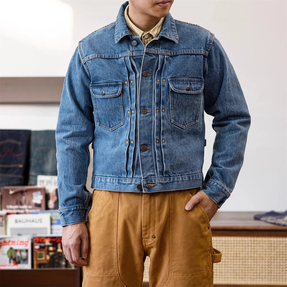 Red Tornado 18oz Selvedge Denim Jacket 11MJ Short Slim Fit Vintage Indigo Rugged Menswear 2
