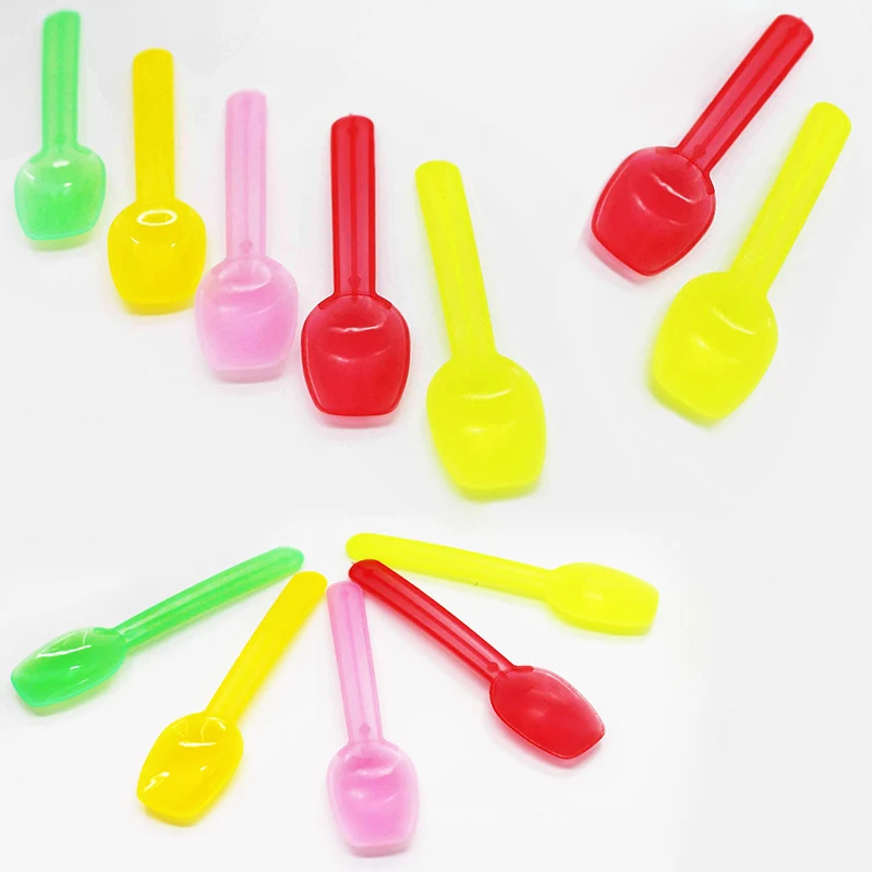 50pieces Disposable Plastic Ice Cream Spoon Spoon 8cm Mini Size Plastic Ice Cream Flatware Cutlery