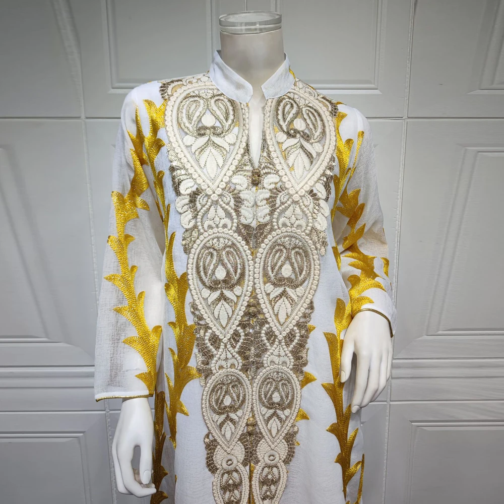 MD 2023 Islamic Clothes For Women Muslim Dubai Abaya Luxury Wedding Party Evening Gown Floral Embroidery Boho Maxi Dress Bubu