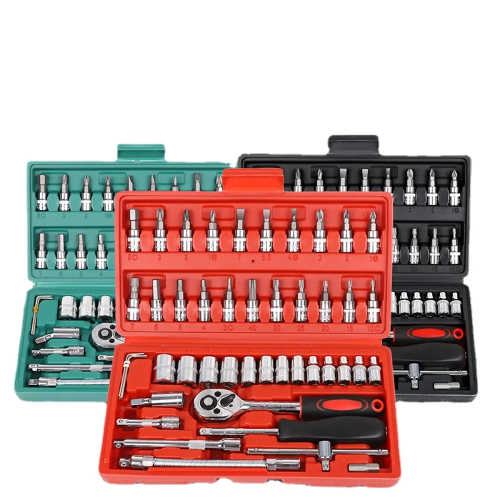 Portable 46 Piece Automobile Repair Combination Kit/ Professional Automobile Maintenance Vehicle Mounted Sleeve Tool