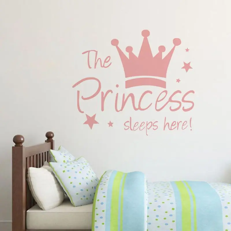 Kids Living Room Removable Decal The Prince Sleep Here Princess Bedroom Decor Baby Wall Sticker Crown Mural Background
