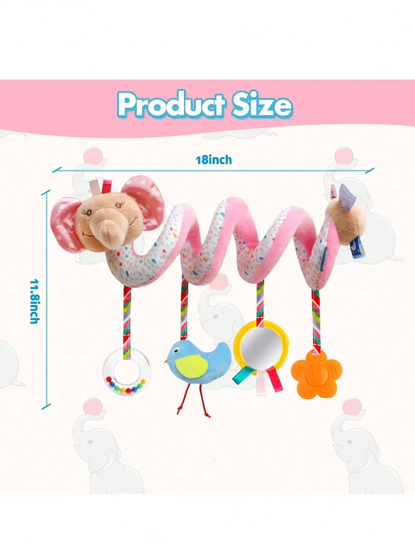 Infant and toddler animal carts wrap around the bed, ring bells, safety mirrors, hanging accessories, plush toys 2
