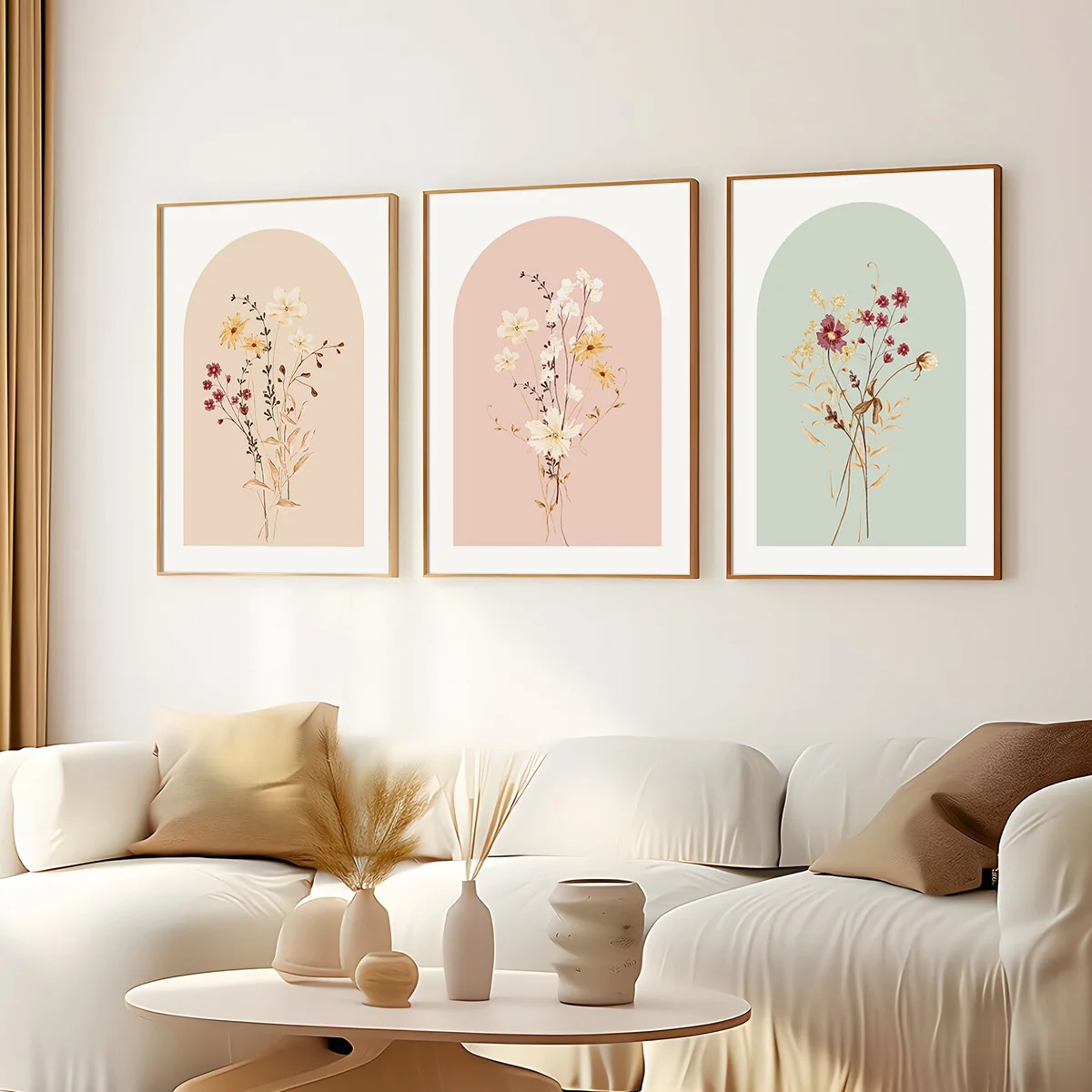 Set of 3 Minimalist Modern Watercolor Floral Canvas Wall Art Prints ...