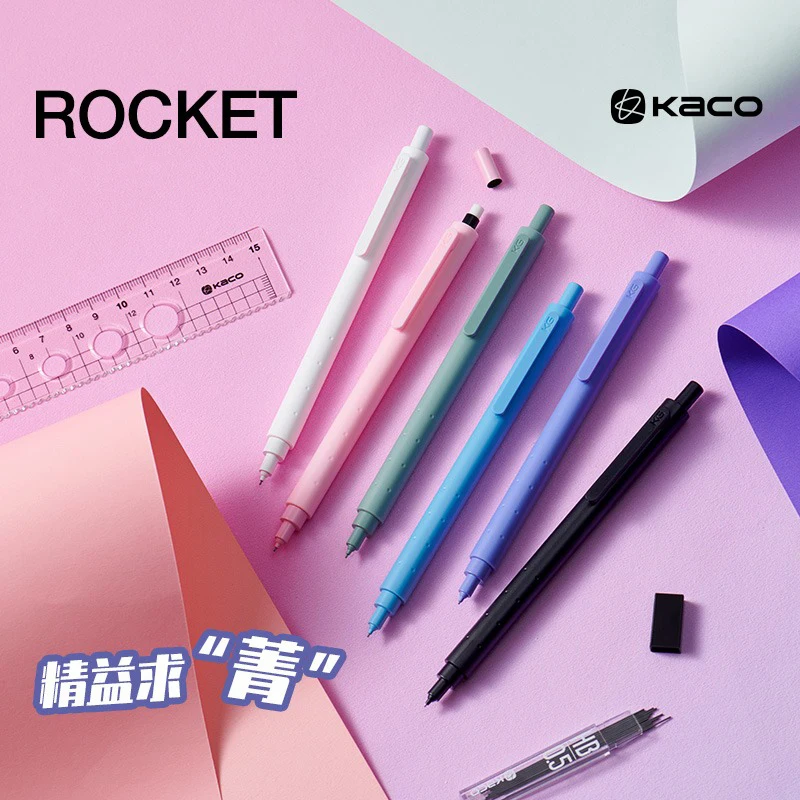KACO Rocket Mechanical Pencil Set ,Small Fresh Continuous Core HB Lead Core 0.5mm Automatic lapices For Homework,Writing,Drawing 2