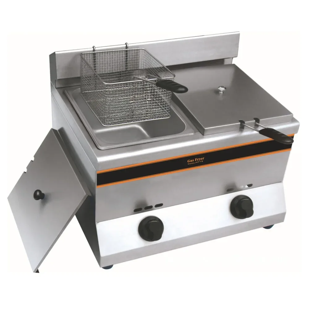 11L HY-72 L PG Natural 2 Tank Gas Fryer, Hot Selling Potato French Fries Chips Fryer Gas Frying Machine