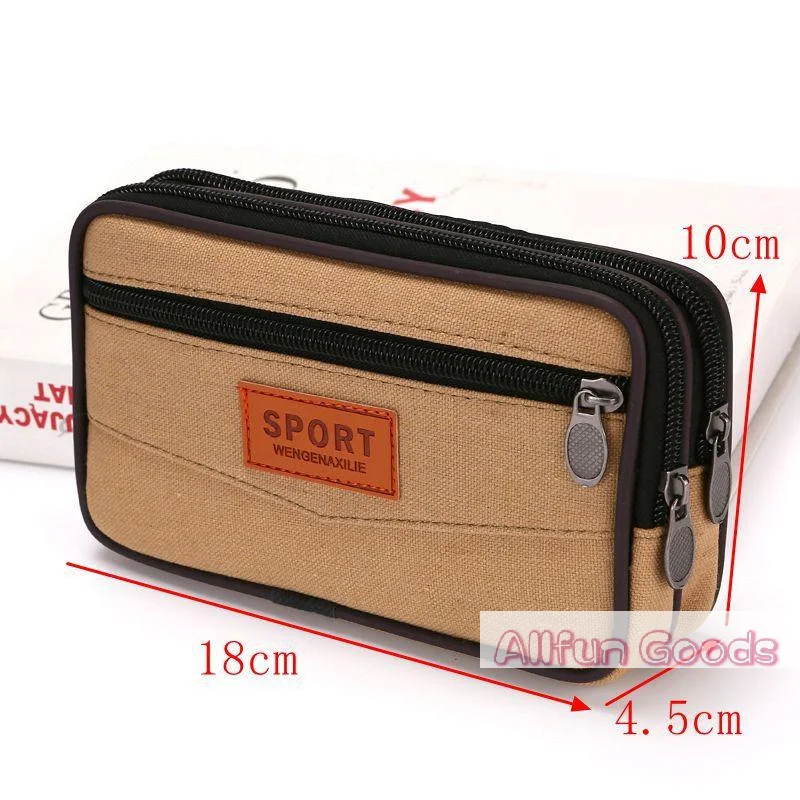 Men's Dual-Layer Canvas Waist Pack - Outdoor Casual Belt Pouch