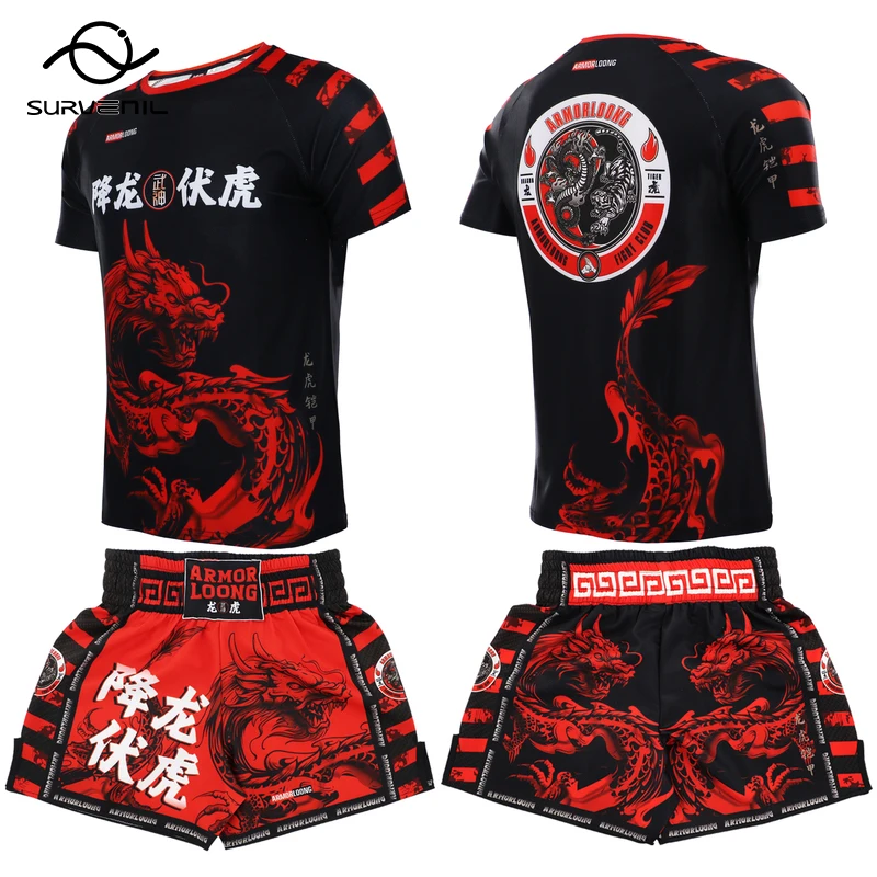 Yhong Kinderen MMA Muay Thai trainingspak kickboksen boksshorts en T