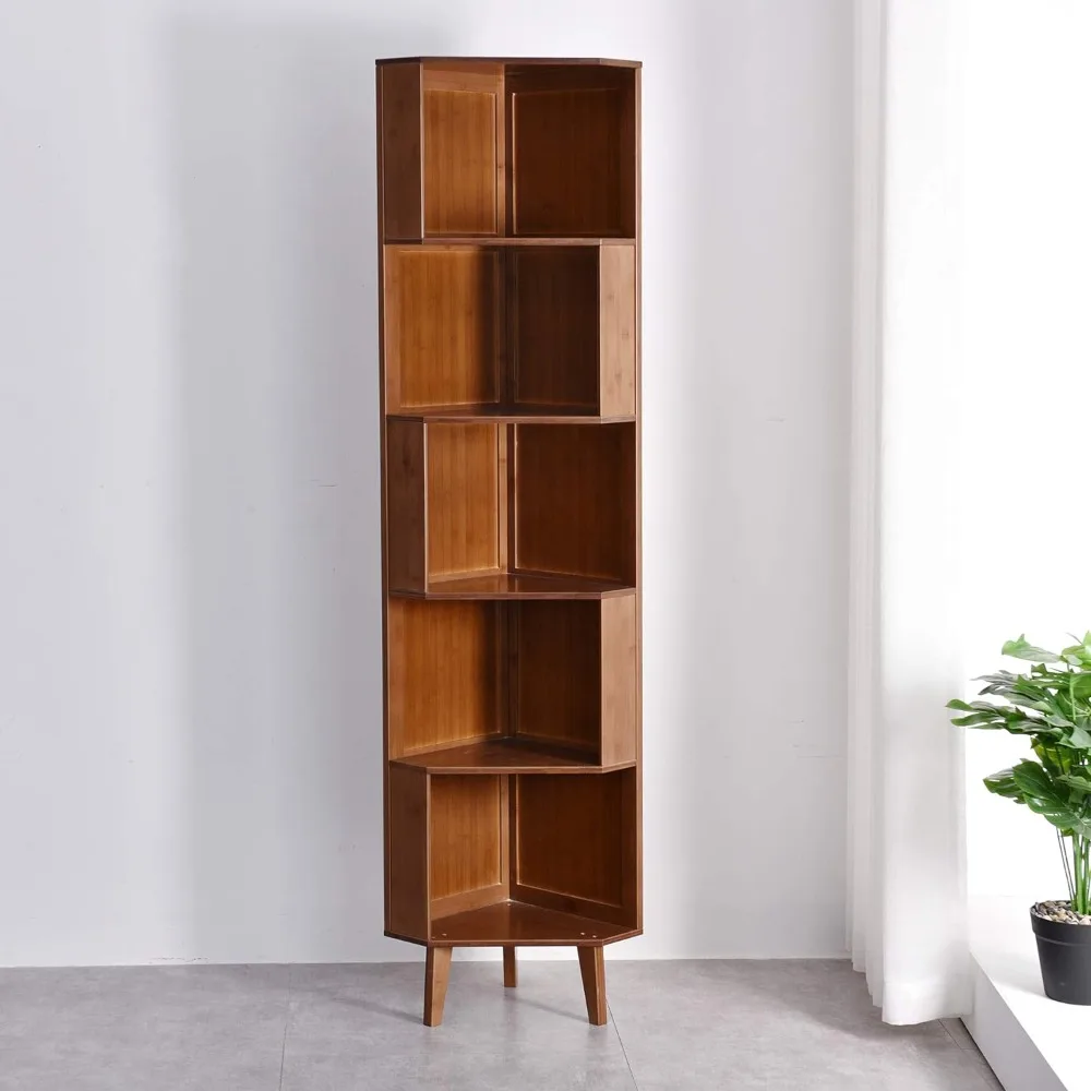 

5-Bookcase Industrial Cube Shelf Corner Bookshelf Display Storage Tall Multifunctional Stand for Home Office Living Room Decorat