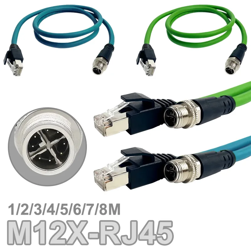 M12 8pin X codificado Macho Para Rj45 Conector Ethernet Industrial m12-8pin-x-codificado-macho-para-rj45-conector-ethernet-industrial