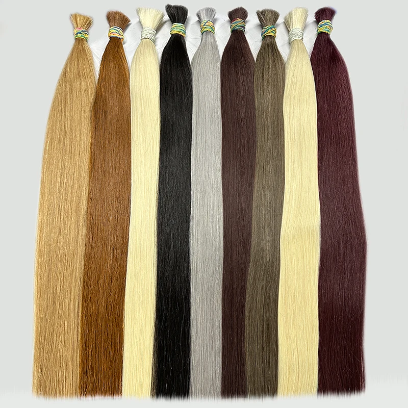 100% Real Human Hair Bulk Hair Machine Made Virgin Remy Straight Bulk 18-30 inch 50g /100g Natural Darker/Light Blonde