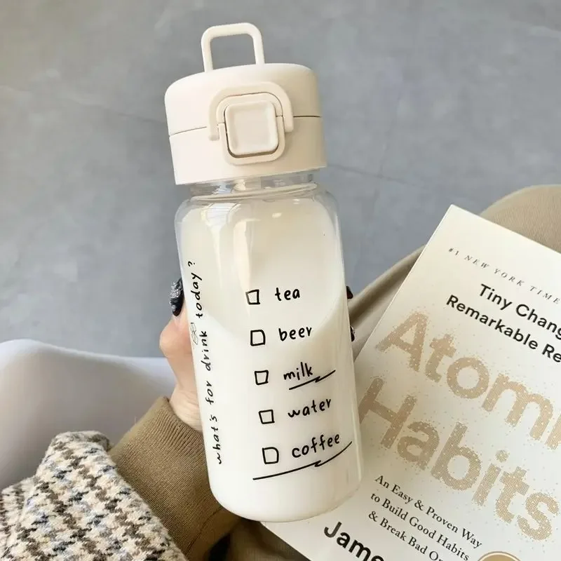 Description Picture 6 of item520ml Cute Plastic Drinking Bottle with Straw Cartoon Water Bottle Portable Leak-proof Drinkware for Drinking Milk Coffee Tea