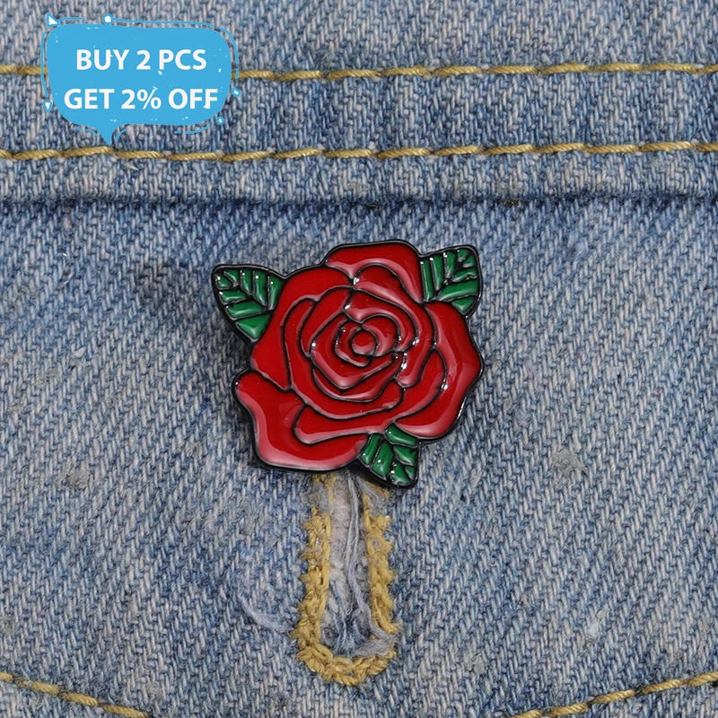 Rote Blumen Emaille Pins Benutzerdefinierte Rose Broschen Revers Abzeichen Floral Pflanze Schmuck Liebhaber Muttertagsgeschenk für Kinder Freunde – Detail 6