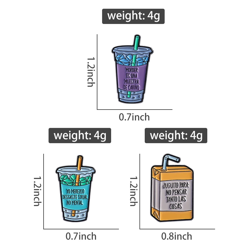 Interessante Cartoon Saft Tasse Emaille Pin Kreative Getränke Milch Tee Box Design Brosche Rucksack Revers Abzeichen Schmuck Freund Geschenk – Detail 2