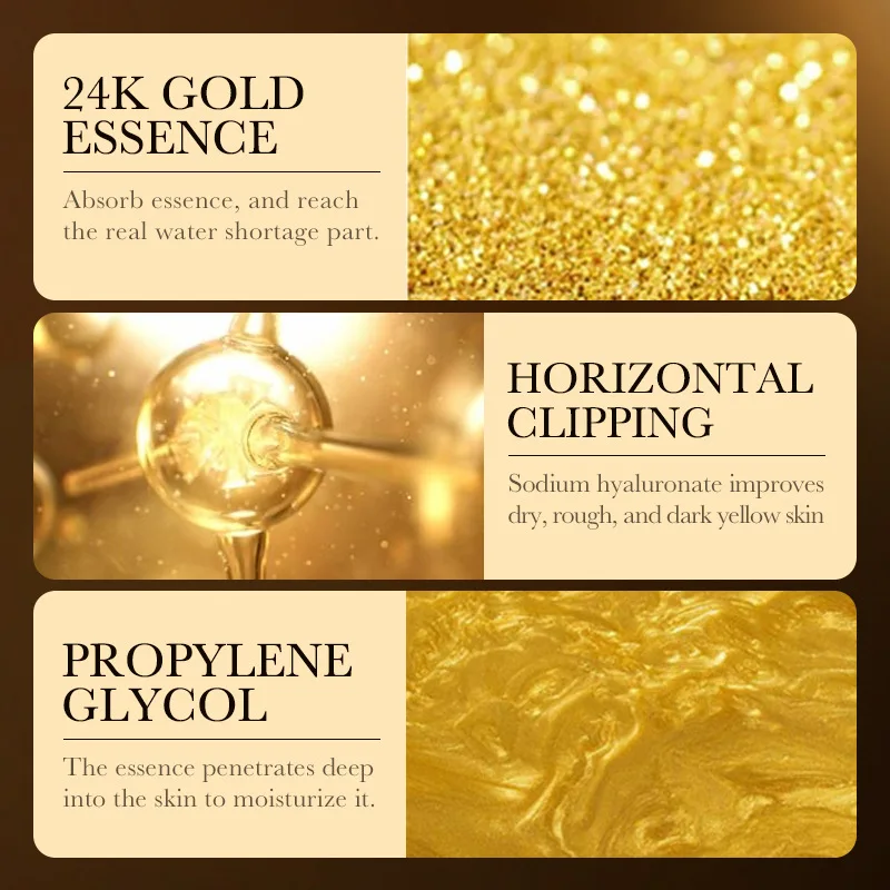 30ml 24K Gold Face Essence Hyaluronic Acid Repair Serum Moisturizing and Softening Your Face Skin To Make You Shine and Beauty 4
