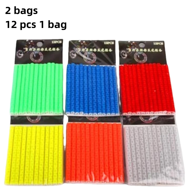 Bike Accessories Wheel Rim Spoke Mount Clip Tube Waterproof Warning Light Strip Reflector 12/24pcs